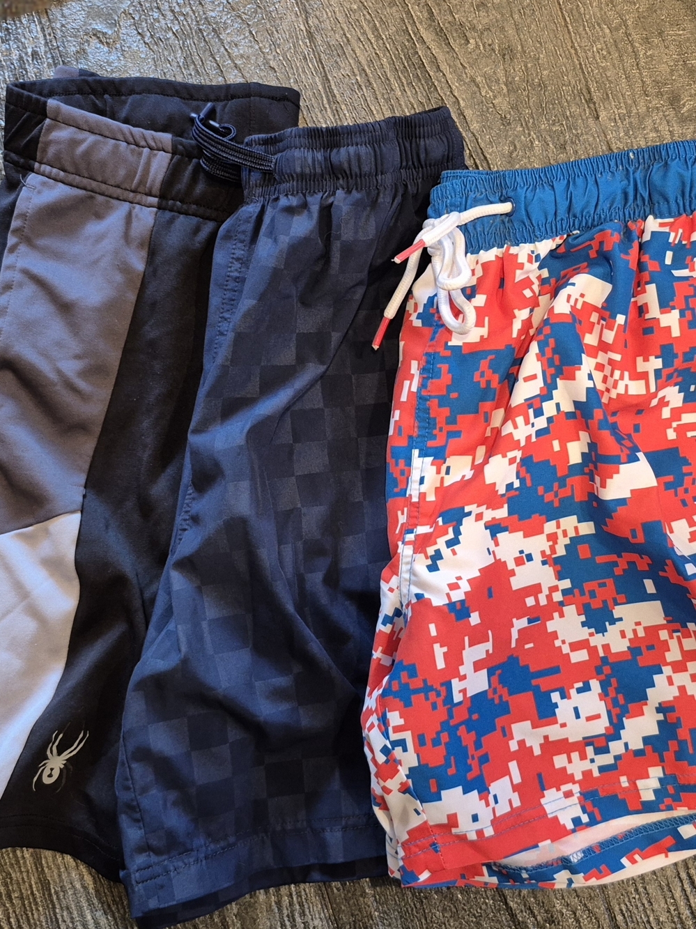 Athletic Works Boys' Black & Navy Athletic Shorts + Red/Blue Camo Swim Trunks